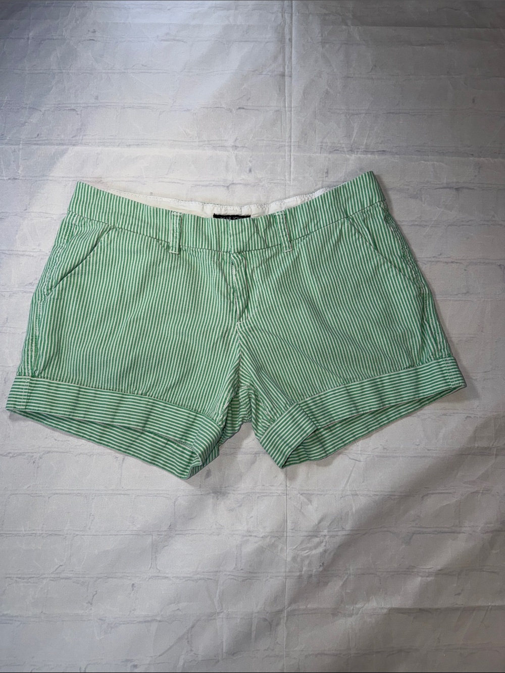 Dear John Mint and White Striped Rolled-Hem Shorts